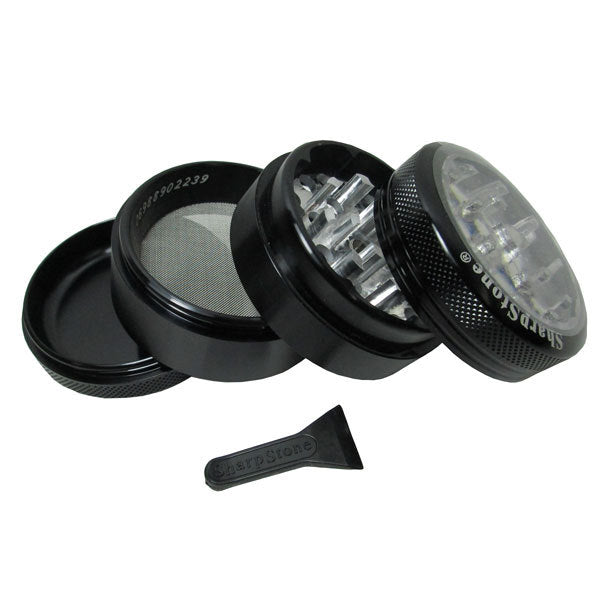 Coloured Sharpstone Clear Top 4pce Grinders