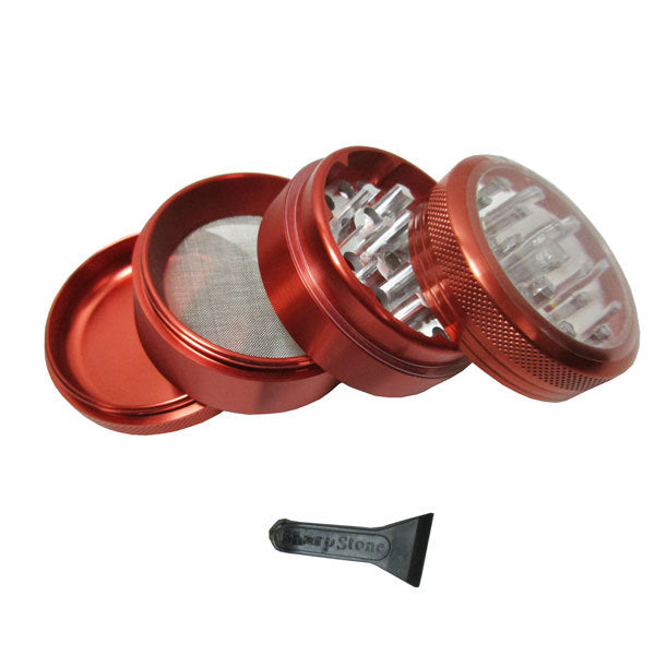 Coloured Sharpstone Clear Top 4pce Grinders
